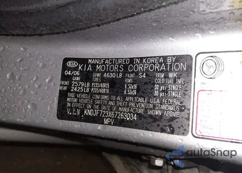 2006 Kia Sportage Ex V6/Lx V6 z USA, uszkodzony, nr VIN KNDJF723X67263034